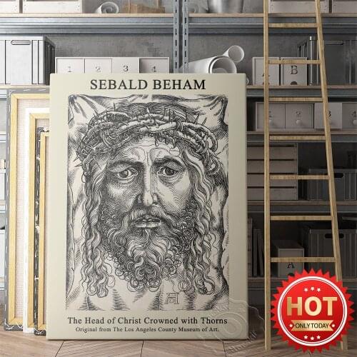 Sebald Beham Art Works The Head Of Christ Crowned With Thorns Sketch Poster, Original From The Los Angeles County Museum Prints