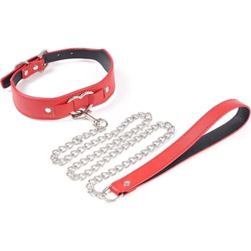 Fetish Level A PU Leather SM Girls Kinky Tuning Slave Collar Adult Sex Toys Choker with Metal Chain Bondage Restraint
