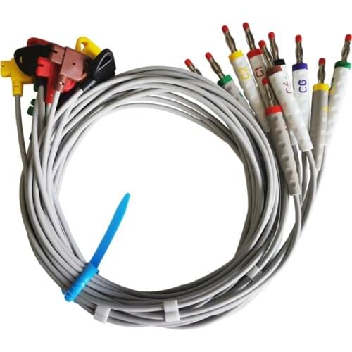 EKG Cable 10 Lead Wires Multi Link ECG Patient Lead Wires 10 Leads Banana 4.0 for Philips Trim M1716B IEC Standard