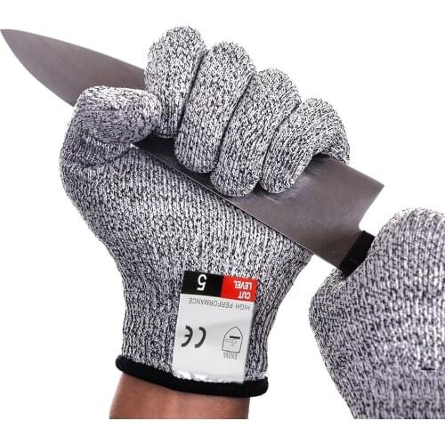 Class 5 HPPE slaughtering steel wire cutting gloves wear resistant and non slip woodworking kitchen dipping anti cutting gloves