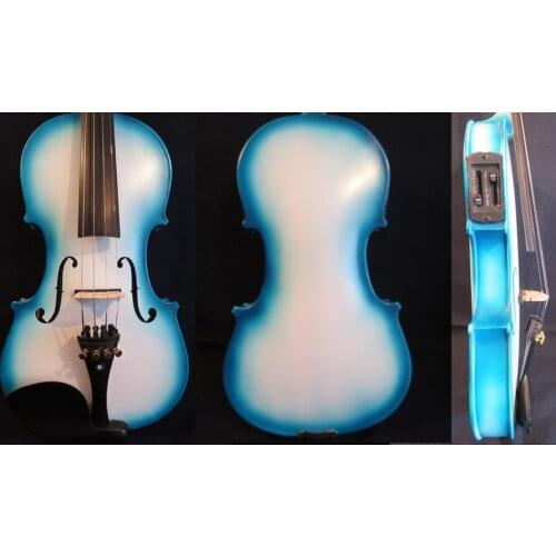Beautiful soild wood blue-white colors electric & acoustic violin 4/4