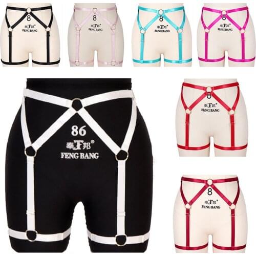 Red Womens sexy gothic leg garter belt stretch cage hollow leg garter belt suspender underwear with leg garter belt