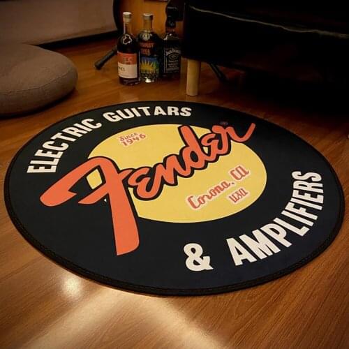 Fender Guitar Round Carpet Kitchen Non-slip Floor Mat Flannel Printed Carpet Sound Insulation Mat Tatami Bedroom Decor Mat Rug