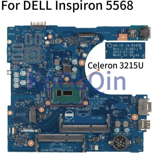 KoCoQin Laptop motherboard For DELL Inspiron 5568 Core Celeron 3215U Mainboard CN-08253X 08253X LA-B843P SR243 DDR3