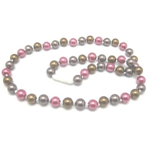 Fashion 8mm multicolor shell simulated-pearl round beads beaded necklace rope chain high grade jewelry making 17inch F329PE
