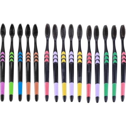 Soft Bamboo Charcoal Black Cleaning Toothbrush Adult Anti-Skid Care Toothbrush Toothbrush Oral Hygiene Care Portable Tooth Brush