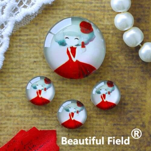 12mm 25mm 14mm 16mm 18mm 20mm Photo Glass Cabochons Round Cameo Set Handmade Settings Stone Girl A10