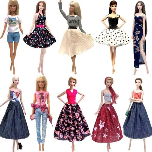 NK 1x Hot Sale Doll Dress Daily Super Model Skirt Fashion Outfit For Barbie Doll Accessories Girls Gifts Baby DIY Toys JJ