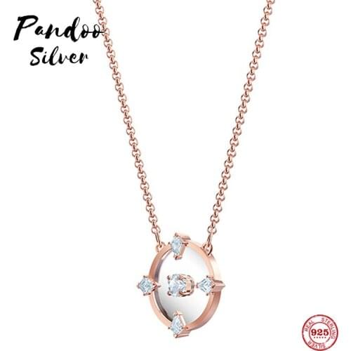 PANDOO Fashion Charm Pure 925 Silver Original 1:1 Copy, Simple Line Elegant Pendant Wild Necklace Female Luxury Jewelry Gifts