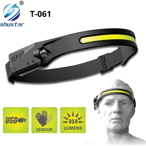 USB Rechargeable COB Headlamp with Sensor Floodlight Headlight COB+XPE 3 Lighting Modes Suitable for hiking, expedition, etc