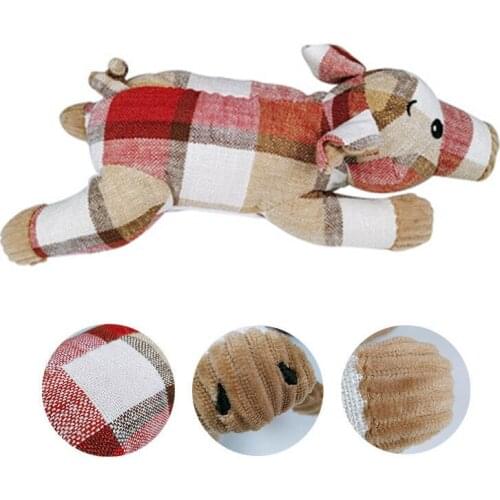 Pet Plush Toy Molars Bite Resistant Cute Lattice Pig Dog Toy Pet Supplies Dog Squeak Toys Pet Toy