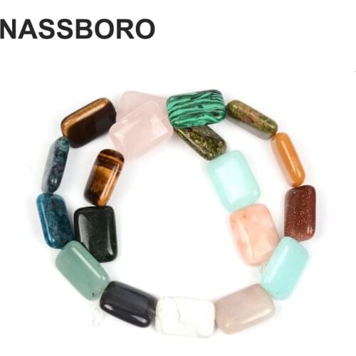 13X18mm Rectangle Colorful Mix Natural Stone Beads Loose Spacer Beads For Fashion Bracelet Necklace Jewelry Making DIY Wholesale