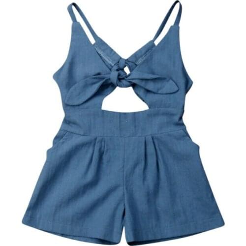 Pudcoco 2019 Summer Kids Clothes Toddler Baby Girl Backless Vneck Romper Jumpsuit Playsuit Solid Cute Sleeveless Outfit Sunsuit
