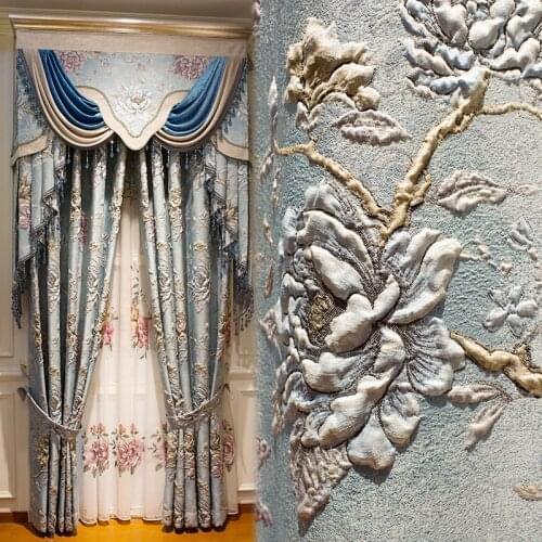 Luxury Retro European luxury curtains living room bedroom Jacquard curtains finished embroidered curtain fabric 4D style