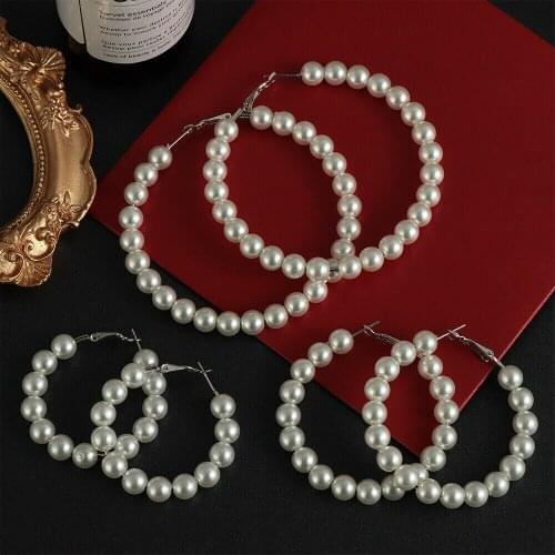 Elegant Pearls Hoop Earrings For Women Girls Baroque Luxurious Classic Style Pearl Earrings Wedding Party Fashion Jewelry Gifts
