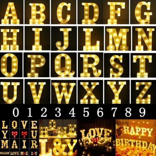 LED Decorative lights 26 letters Night light letters LED lights 0-9 Luminous Number Battery Lamp Wedding christmas party lights