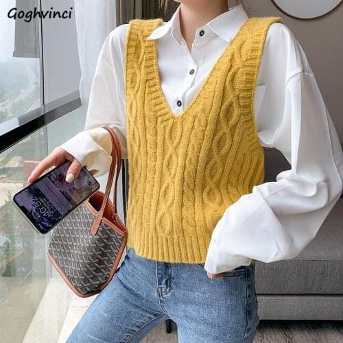 Sweater Vest Women Vintage Top Plus Size 3XL Fall Fashion Korean Style Streetwear All-match Chic Sleeveless Sweet Simple Loose