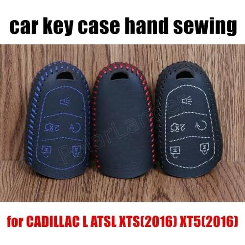 Only Red nice hand sewing leather car key case cover fit for CADILLAC L ATSL XTS(2016) XT5(2016) CT6(2016) CTS(2014) SRX(2015)