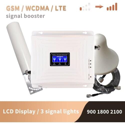 Tri Band Mobile Signal Amplifier GSM 2G 3G 4G Cell Phone Booster LTE Cellular Repeater GSM DCS WCDMA 900 1800 2100 Set