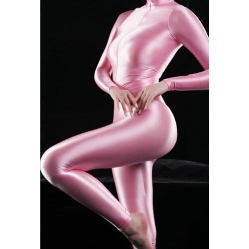 Women Ultra Shiny Bodysuit 2-Way Zipper Swimsuit Leotard Jumpsuit Clubwear Health99