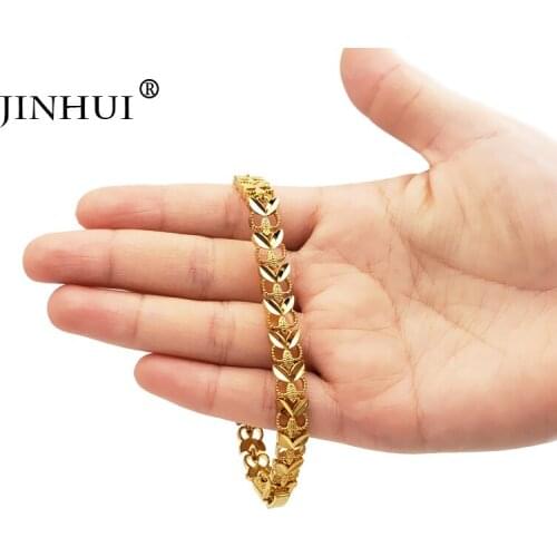 Jin Hui Fashion New African Gold color Leaves Bracelet Women Party Ornament Luxury Gifts for Friends Dubai Bangle Jewelry