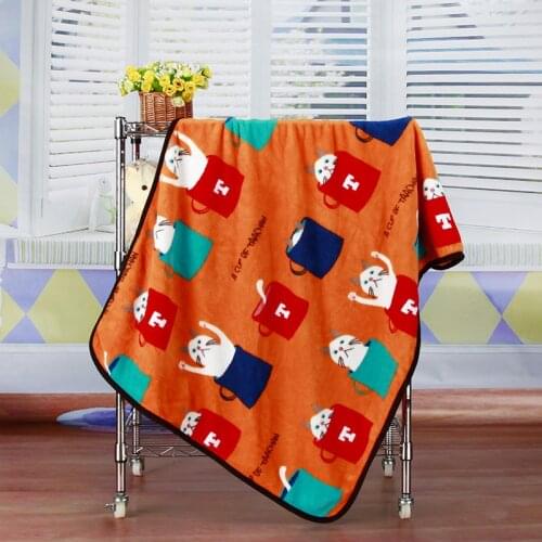 TB028A Warm soft Cute new Durable Carton cat pattern bed couch coral Fleece knee Throw Blanket