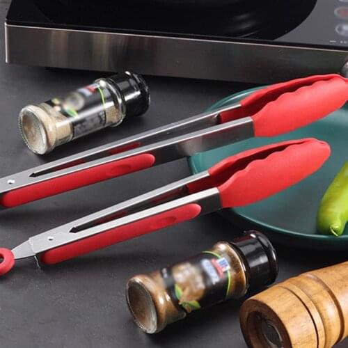 1PCS Kitchen Food Tongs Creative Heat-resistant Silicone Barbecue Tongs Serving Tongs BBQ Salad Tools Home Kitchen Accessories