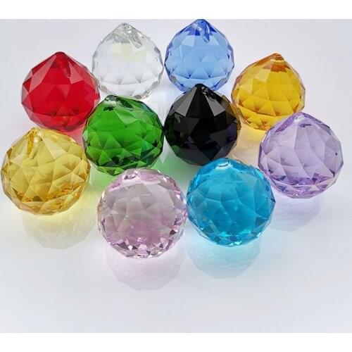 10pcs Colorful Crystal Faceted Ball Prism Hanging Pendant Suncatcher Lamp Lignting Wedding Home Decor Ornament Glass Paperweight