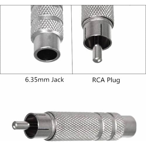 10pcs/lot Nickel plating Metal Material RCA Plug to 6.35mm Female Jack Audio Connector