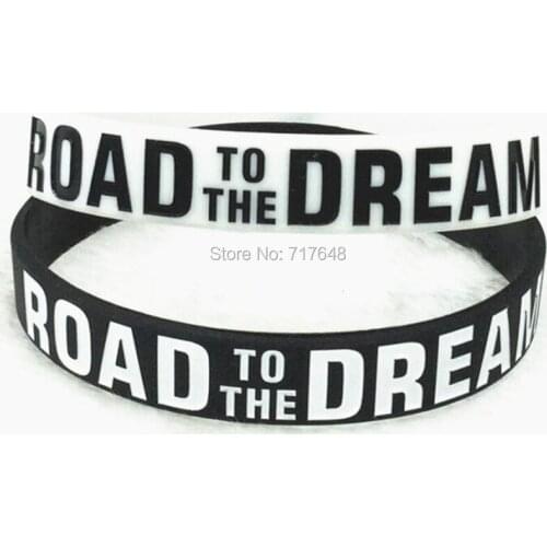 100pcs Motivational Road To The Dream wristband silicone bracelets free shipping by ePacket A