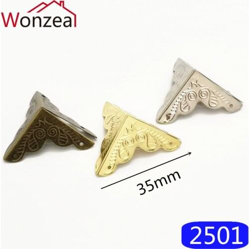 12pcs/lot Antique Bronze Box Corner Flower Pattern Carved Corner Protector For Jewelry Box Brackets Decorative For Wooden Case