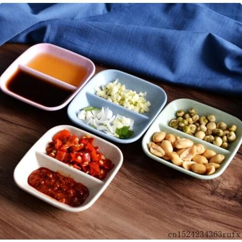 200 Pcs Wheat Straw Fruit Plates Square Dessert Plate Dish Solid Plate for Sushi Soy Sauce Candy Dried 9*9cm