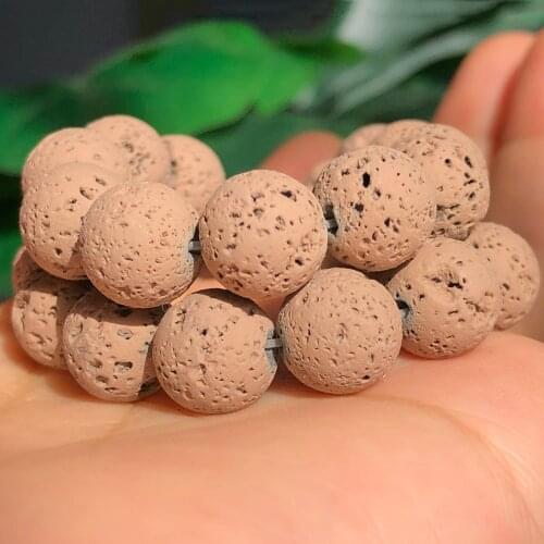 4-12mm Natural Lava Volcanic Rock Stone Brown Rubber Hematite Round Loose Spacer Beads For Jewelry Making DIY Charms Bracelets