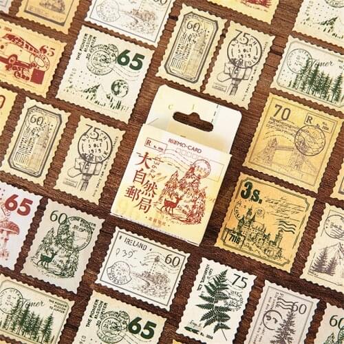 45pcs Nature Forest Post Stickers Set Vintage Postage Stamp Sticker Home DIY Art Decoration Adhesive Diary Gift Letter A6584