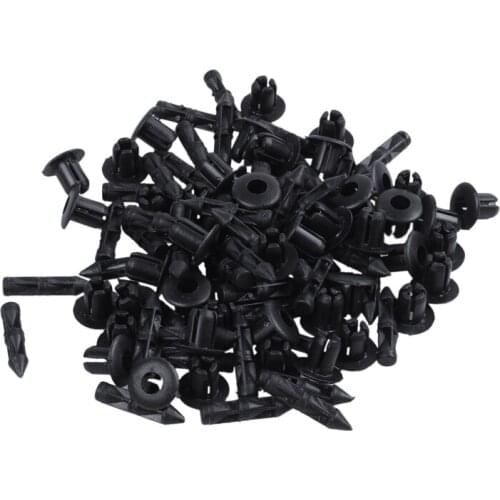 50x Plastic Rivet Bike Fairing Trim Panel Fastener Clips 6mm For Honda Yamaha Black
