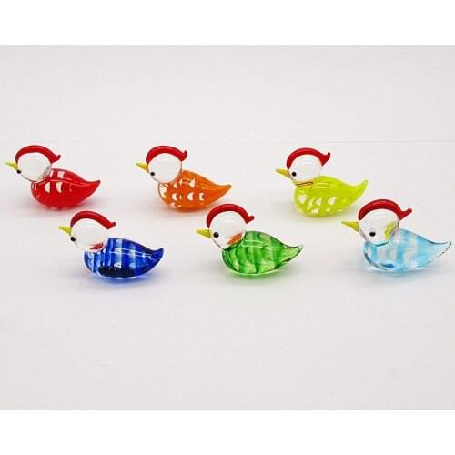 6pcs Glass mandarin duck lovers home decor crafts room decoration ornament miniature birds animal figurines wedding decorations