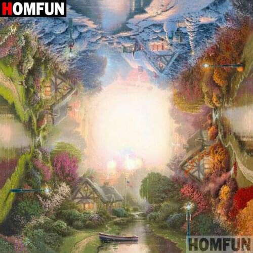 HOMFUN 5D DIY Diamond Painting Full Square/Round Drill "four seasons" 3D Embroidery Cross Stitch gift Home A09458