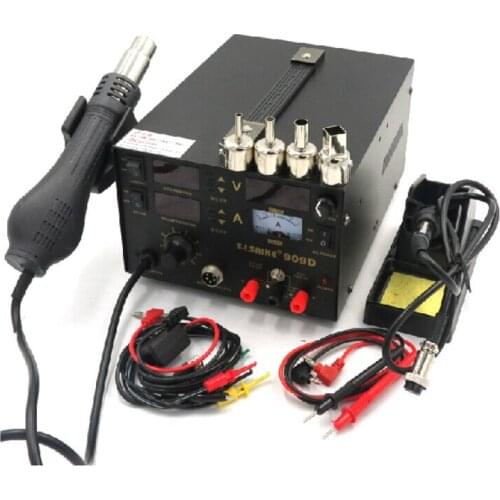 Free shipping 3 in 1 Hot air gun rework station SAIKE 909D Soldering station power supply soldering machine 220V or 110V