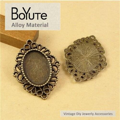BoYuTe (50 Pieces/Lot) 18*13MM Cabochon Base Antique Bronze Plated Zinc Alloy Materials Bezel Pendants for Jewelry Components