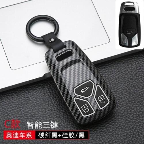 Carbon fiber ABS Key Cover Case Remote Key Shell for Audi A4 Allroad B9 Q5 Q7 TT TTS 4M 8S 2016 2017 2018