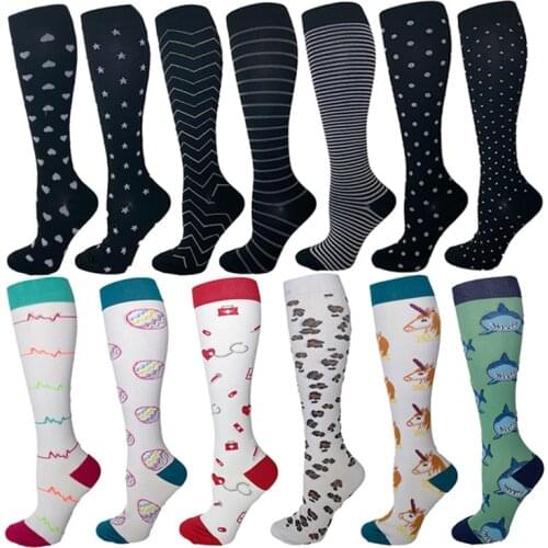 Fancy Compression Socks Nursing Women Men Stretch Pressure Nylon Relieve Varicose Vein Stocking Crossfit Original Designs Gifts