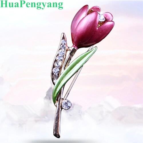 Elegant and elegant tulip flower brooch brooch crystal jewelry dress intimate jewelry accessories brooch wedding