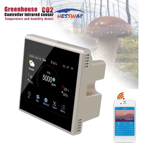 TUYA WIFI & RS485 Mushroom Chamber CO2 Gas Sensor for Solenoid Valve Control Temperature and Humidity Detection