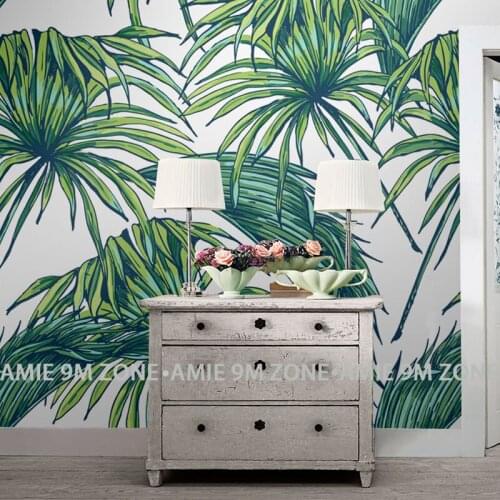 Tuya art kitchen wallpapers palm leaf matt finish green leaves art wallpaper wall decor in living room