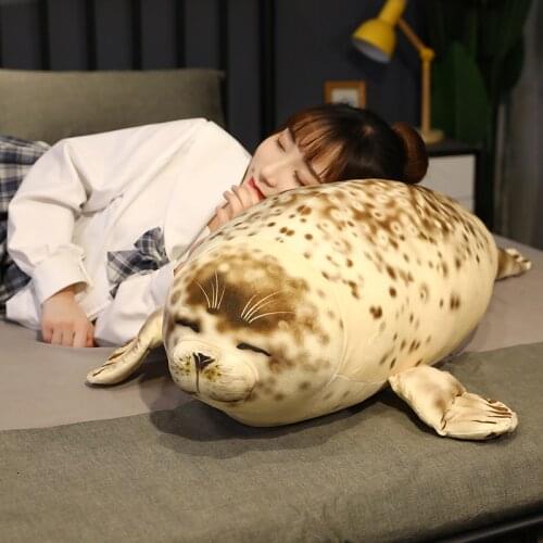 1pc 35CM Simulation 3D Sea Lion Plush Toys High Quality Stuffed Soft Animal Seal Pillow Baby Kawaii Sleeping Appease Dolls