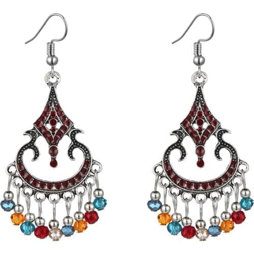 Indian Jhumka Earrings for Women Bohemian Ethnic Acrylic Beads Statement Earring pendientes Afghan Turkish Party Jewelry Gift