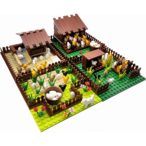 Creator City Farm Building Blocks Animals Set Pigpen Doghouse Henhouse Pig Dog Toys For Children Countryside City Bricks Model