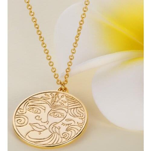 Minimalism Rose Gold Coin Pendants Necklaces Stainless Steel Moon Necklace For Women Boho Jewelry Best Friend GIfts 2021 Bijoux