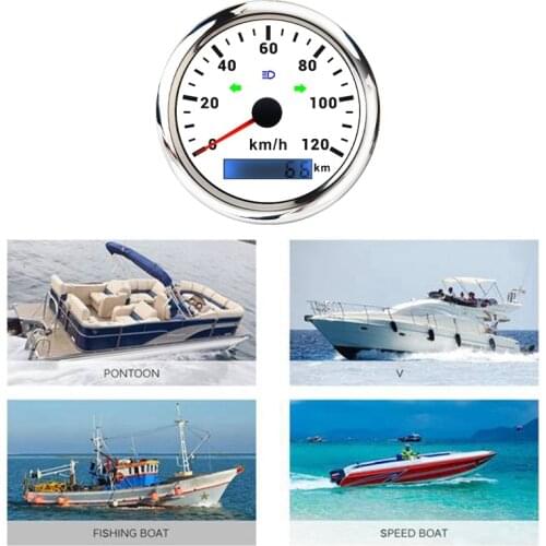 85MM Marine GPS Speedometer 0-120KM/H Speedometer with Turn Signal Signal Odometer for Motorcycle ATV Yacht Ship