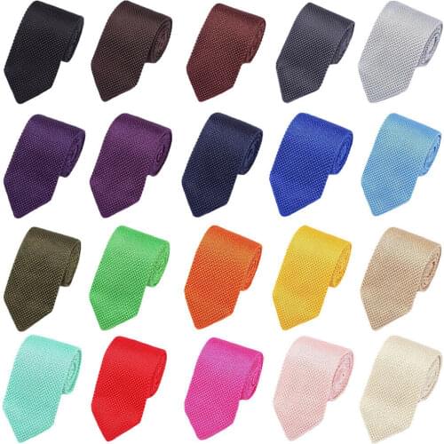 Men Solid Color Knitted Crochet 7CM Necktie Wedding Party Business Formal Tie BWTQN0319